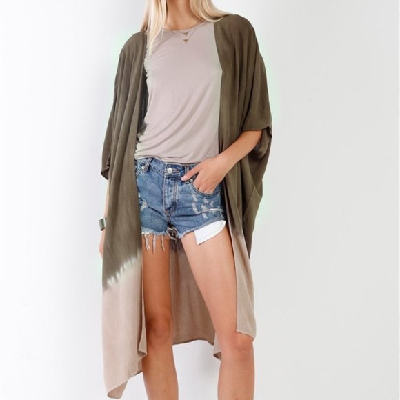 Tie-Dye Open Front Oversized Midi Kimono/Cover Up - Picture 2 of 4